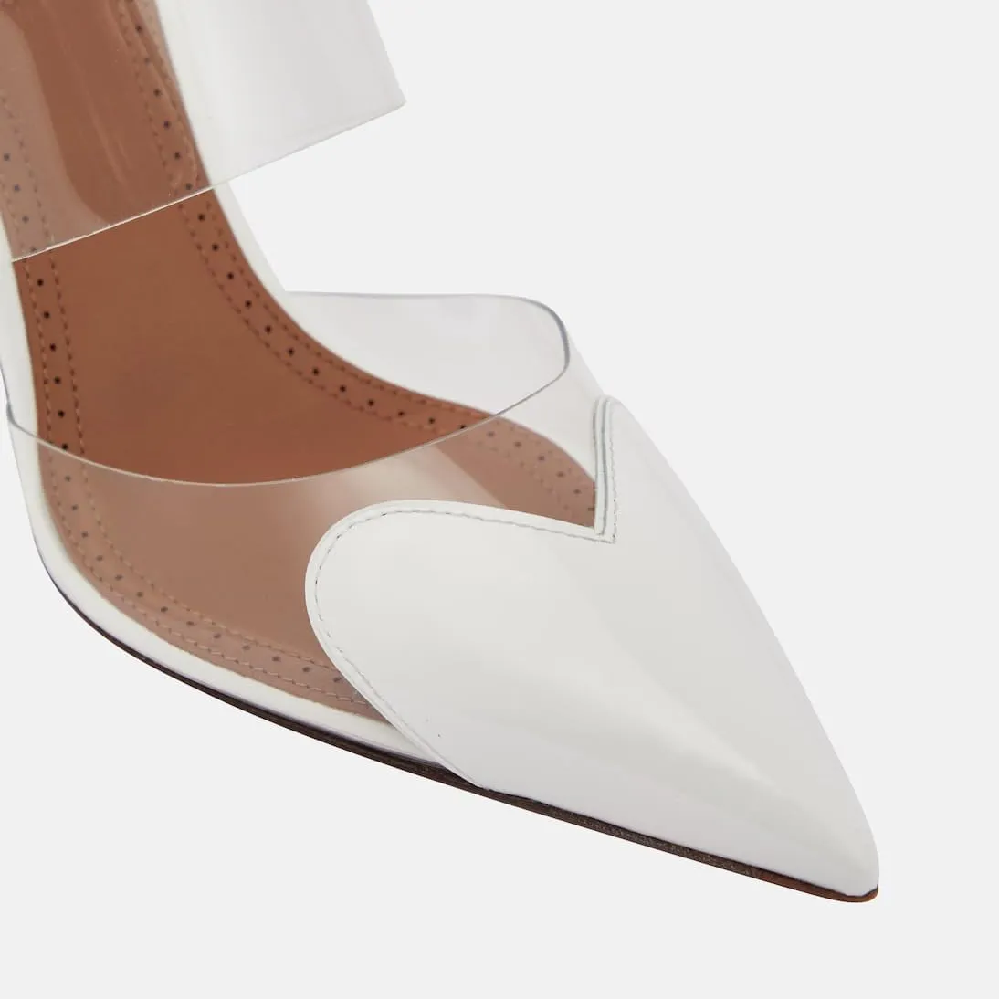 Women's Heart Mules Clear PVC Sandals Pointed Toe Mule Stiletto High Heeled Mules Slip On Sandals Party Wedding Dress Shoes