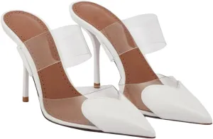 Women's Heart Mules Clear PVC Sandals Pointed Toe Mule Stiletto High Heeled Mules Slip On Sandals Party Wedding Dress Shoes