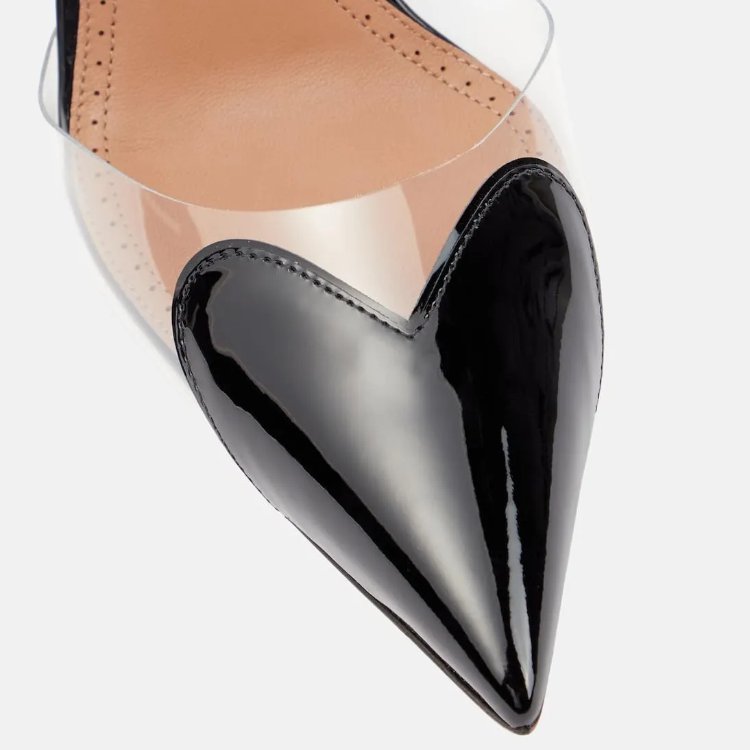 Women's Heart Mules Clear PVC Sandals Pointed Toe Mule Stiletto High Heeled Mules Slip On Sandals Party Wedding Dress Shoes