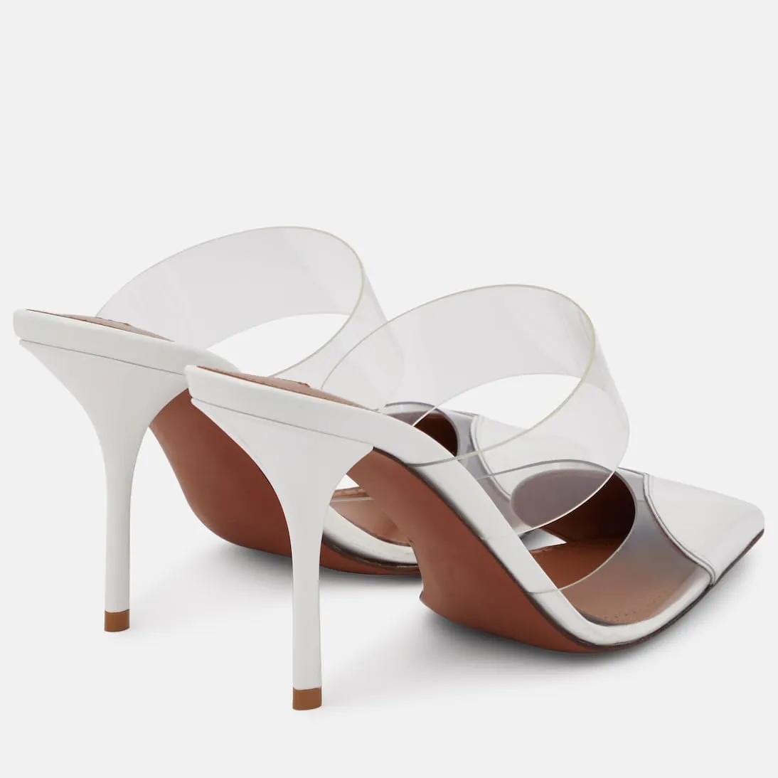 Women's Heart Mules Clear PVC Sandals Pointed Toe Mule Stiletto High Heeled Mules Slip On Sandals Party Wedding Dress Shoes