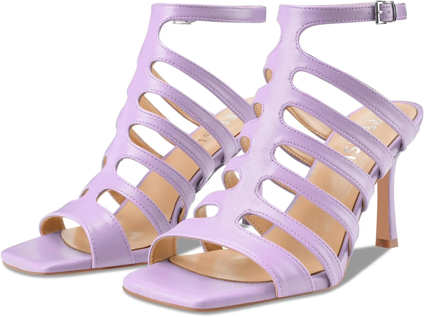 Women's High Heel Stiletto Gladiator Sandals Open Square Toe T-Strap Stilettos Cutout Hollow Dress Slingback Heels Summer Strappy Comfy Shoes for Ladies Sexy Unique