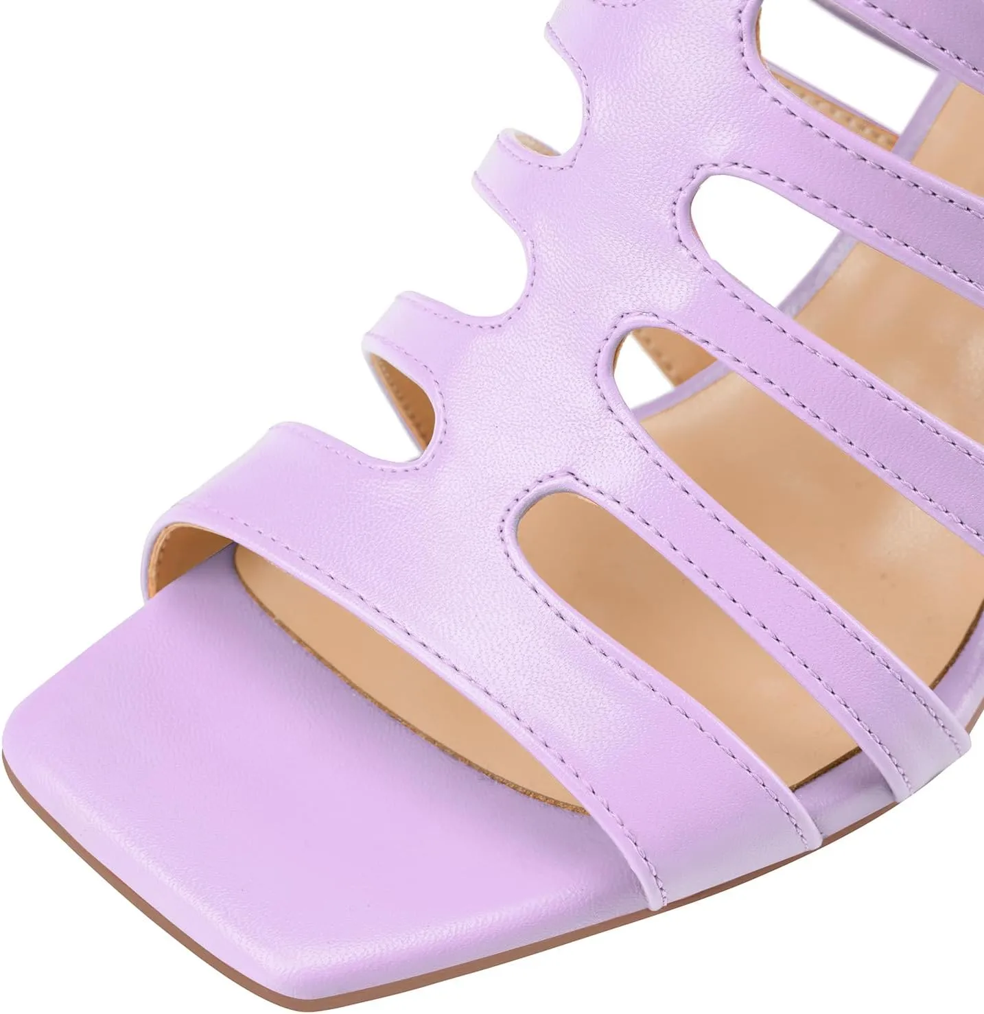 Women's High Heel Stiletto Gladiator Sandals Open Square Toe T-Strap Stilettos Cutout Hollow Dress Slingback Heels Summer Strappy Comfy Shoes for Ladies Sexy Unique