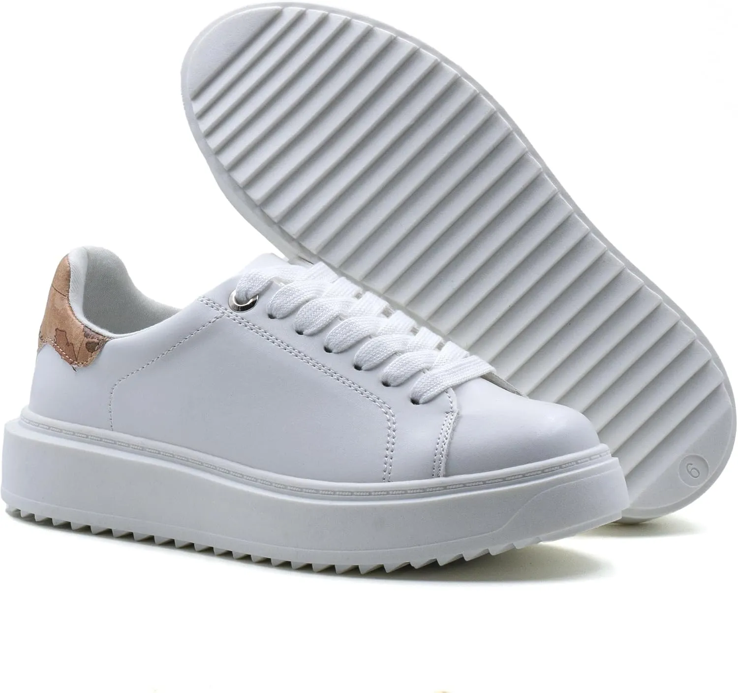 Women's Lace Up Platform Sneakers, Elevated Sole, Classic Trendy Comfortable Fashion PU Shoes