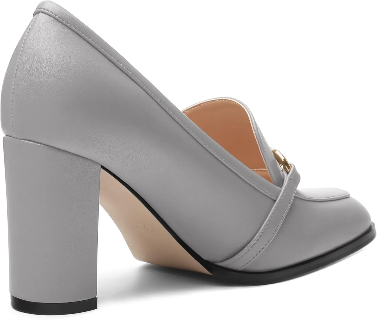 Women's Loafers - Square Toe High Heels Shoes for Women, Metal Buckle Fashion Women's Pumps Shoes for Party Dress Wedding Office