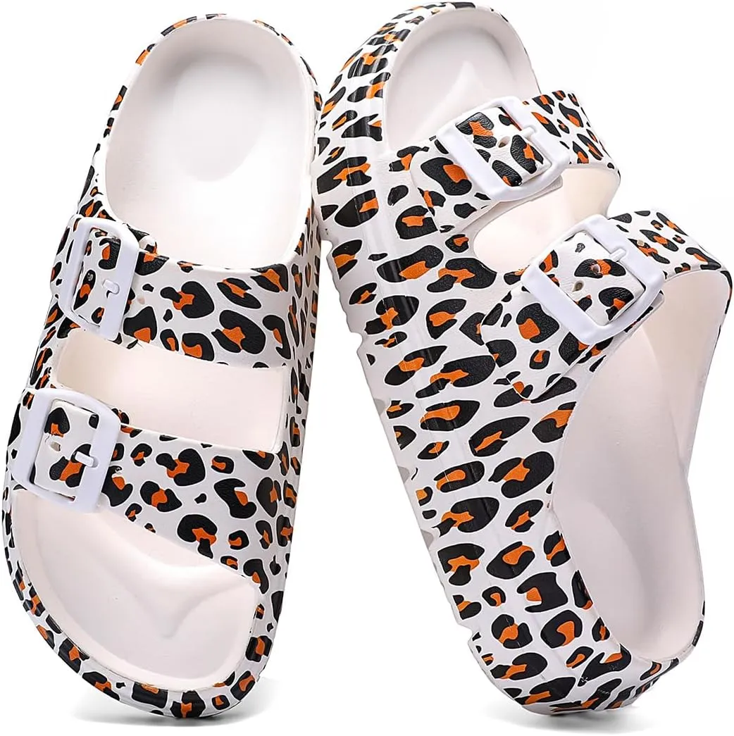 Women's Pillow Sandals Tie-dye EVA Platform Slides with Adjustable Double Buckle and Arch Support for All-Day Comfort