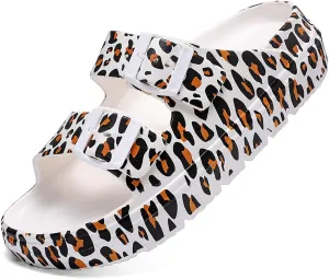 Women's Pillow Sandals Tie-dye EVA Platform Slides with Adjustable Double Buckle and Arch Support for All-Day Comfort