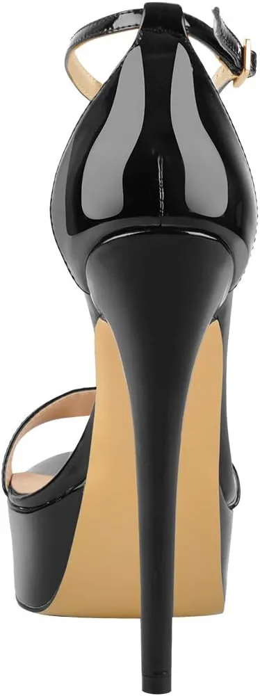 Womens Platform Sandals Peep Open Toe Chunky Block High Heels Ankle Strap Buckle Slingback Sexy Dress Sandals Shoes