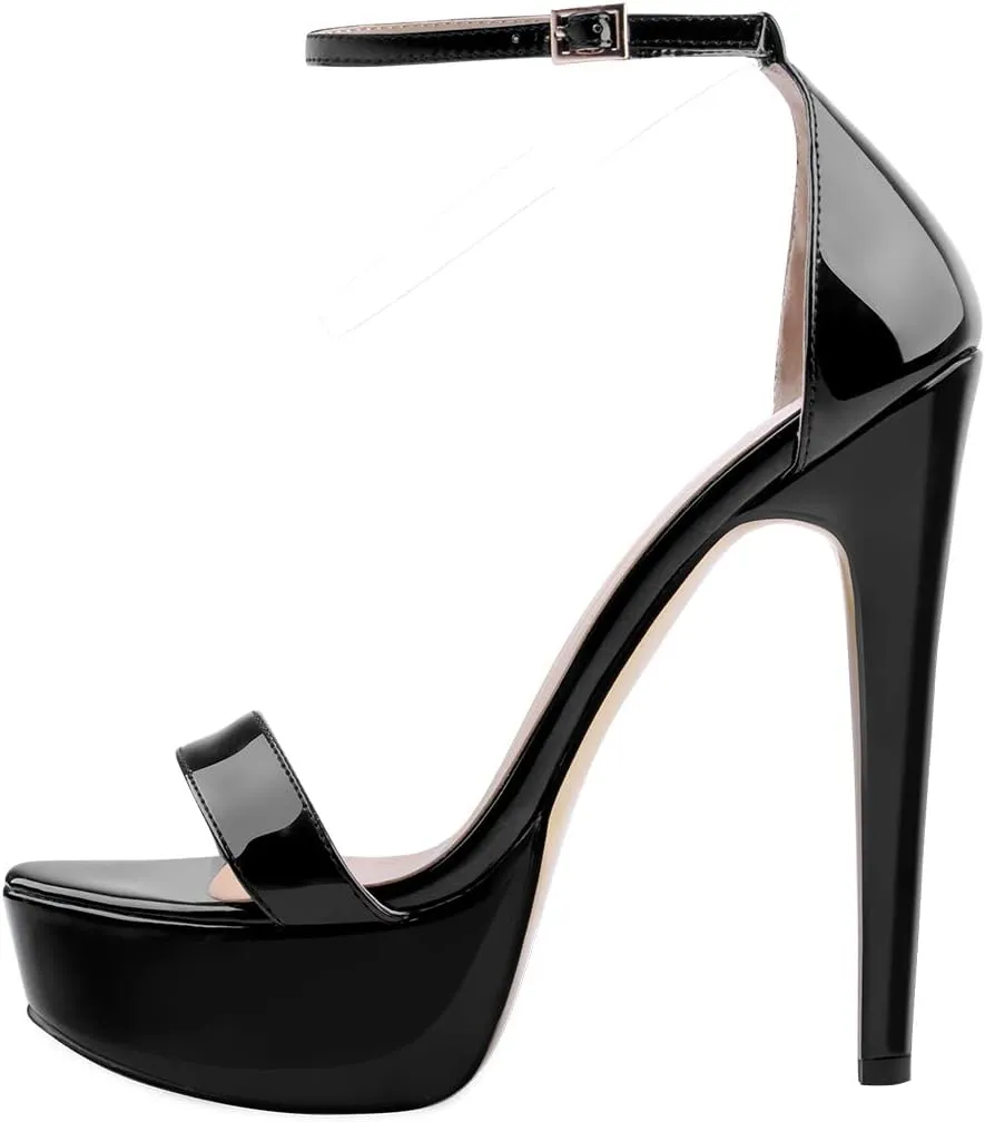 Womens Platform Sandals Peep Open Toe Chunky Block High Heels Ankle Strap Buckle Slingback Sexy Dress Sandals Shoes