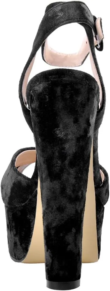 Womens Platform Sandals Peep Open Toe Chunky Block High Heels Ankle Strap Buckle Slingback Sexy Dress Sandals Shoes