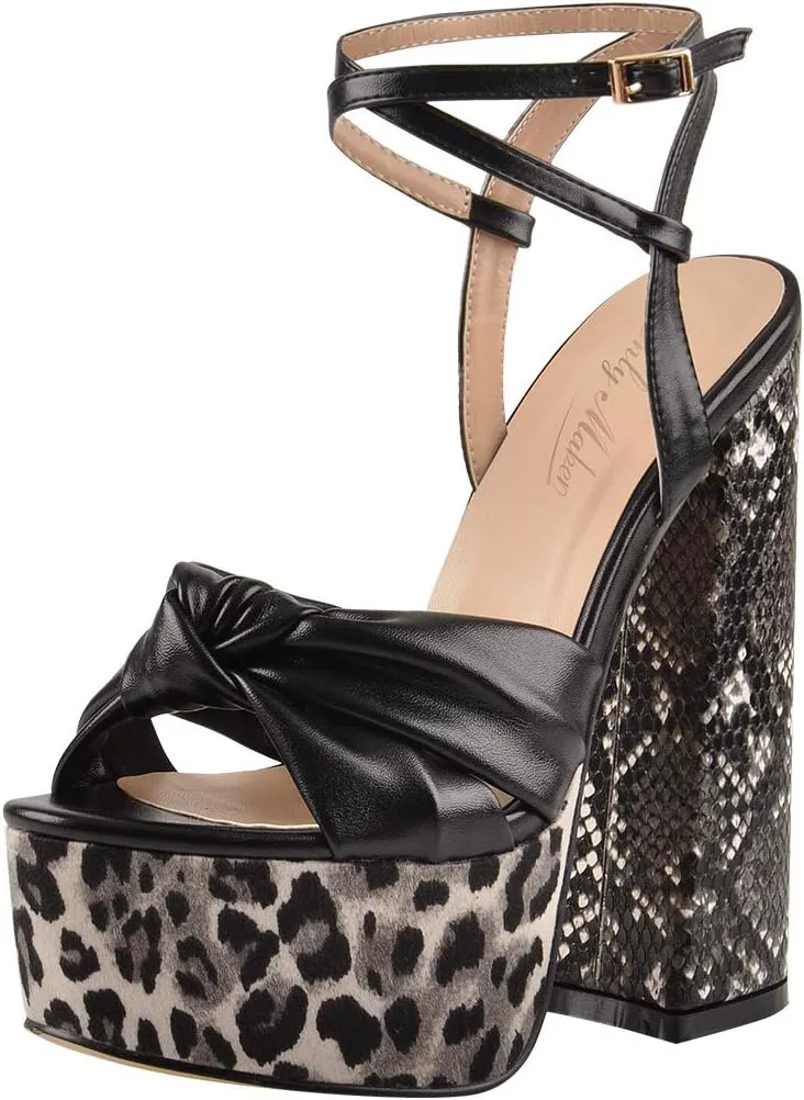 Womens Platform Sandals Peep Open Toe Chunky Block High Heels Ankle Strap Buckle Slingback Sexy Dress Sandals Shoes