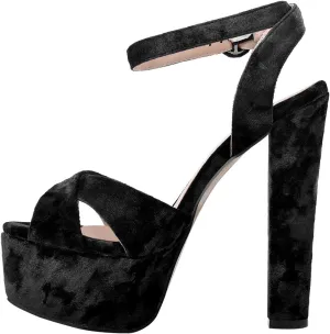 Womens Platform Sandals Peep Open Toe Chunky Block High Heels Ankle Strap Buckle Slingback Sexy Dress Sandals Shoes