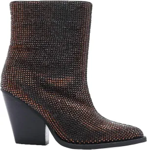 Women's Rhinestone Ankle Boots Sparky Cowboy Boots Stacked Block Heel Boots Cowgirl Boots Pointed Toe Boots