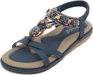 Womens Sandals Comfort Summer Shoes Bohemian Outdoor Beach Walking Flat Sandals