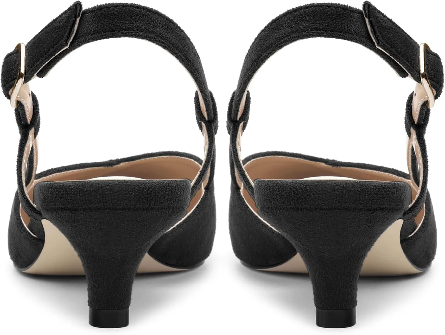 Womens Slingbacks Pumps Low Kitten Heel Pointed Toe Sandals Buckle Dress Shoes for Party Office Wedding 1.5 Inch