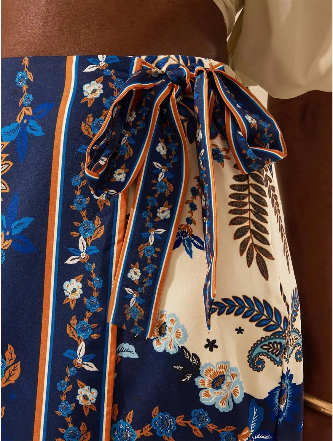 Womens Summer Floral Wrap Short Skirt Tie Side High Waist A Line Beach Vacation Boho Mini Skirt