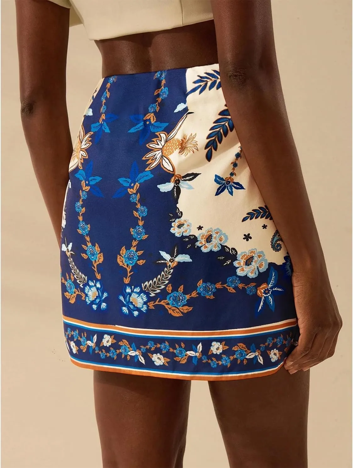 Womens Summer Floral Wrap Short Skirt Tie Side High Waist A Line Beach Vacation Boho Mini Skirt