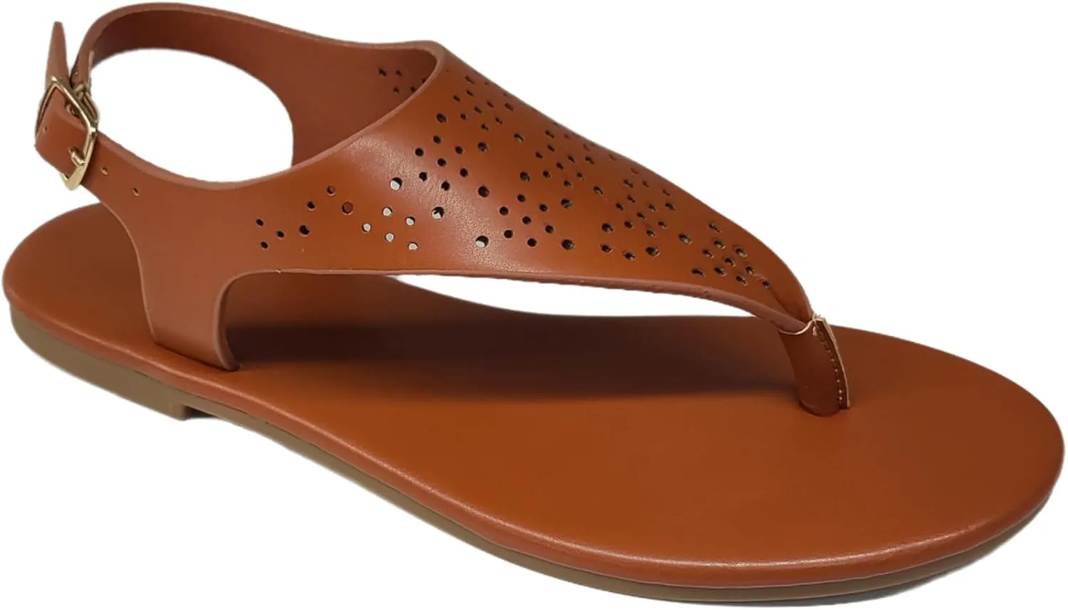 Women's Thong Flat Sandals Casual Wear Cute Gladiator T-Strap and Adjustable Ankle Buckle Beach Sandals