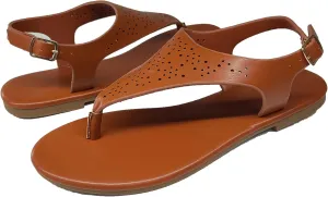 Women's Thong Flat Sandals Casual Wear Cute Gladiator T-Strap and Adjustable Ankle Buckle Beach Sandals