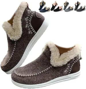 Women's Winter Plush Lined Flat Shoes Comfy Orthopedic Arch Support Outdoor Walking Shoes Classic Non-Slip Ankle Snow Boots