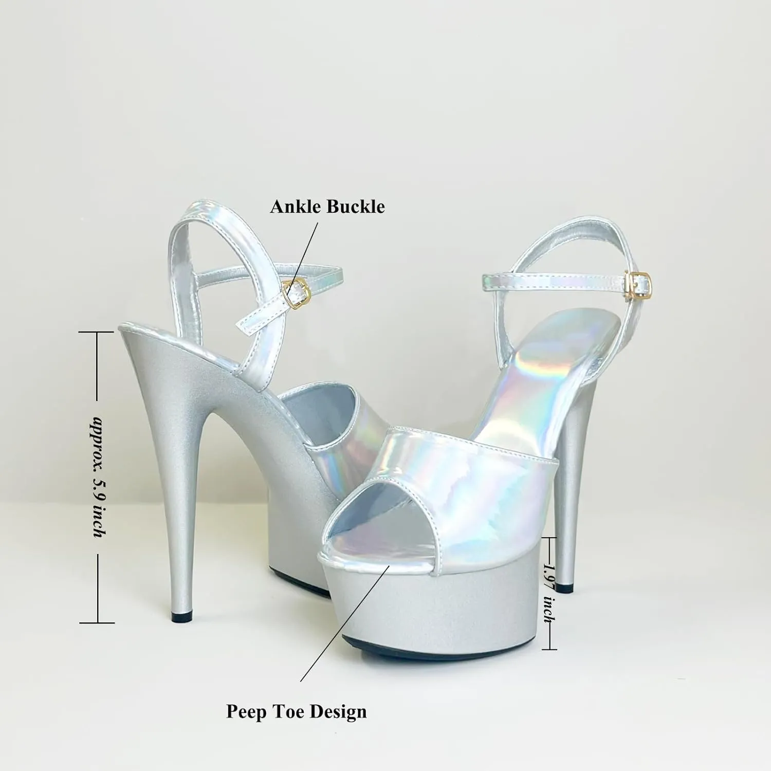 Womens's Platform Stiletto Heels Ankle Strap Peep Toe Sandals