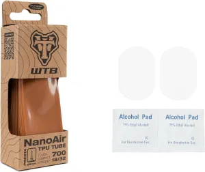 WTB NanoAir TPU Road Bike Inner Tube, 700 x 18-32mm, 60% Lighter and 3 Times Smaller Than Traditional Bicycle Tube, 85mm Presta Valve, Includes Two TPU Specific Patches