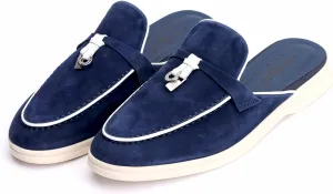 XOBZJH Designer Women's Mules Flat Heel - Suede Leather Flats with Tassel Detail, Comfortable Slip-On Backless Loafers,Casual & Work Shoes