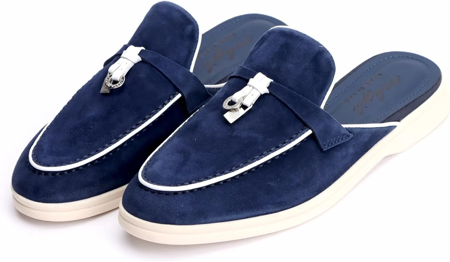 XOBZJH Designer Women's Mules Flat Heel - Suede Leather Flats with Tassel Detail, Comfortable Slip-On Backless Loafers,Casual & Work Shoes