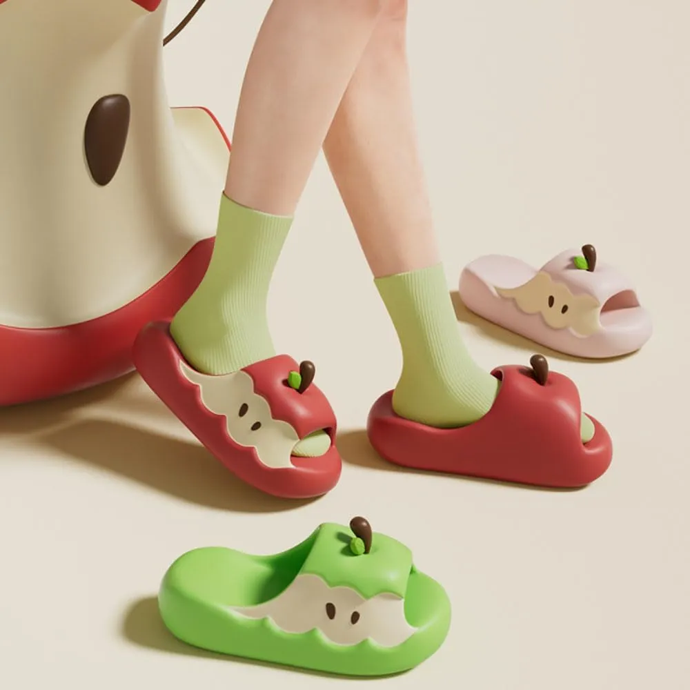 Zureto Apples Slippers for Women Men, Cute Summer Apples Shaped Fruit Slippers Sandals Non-Slip Sole Slides