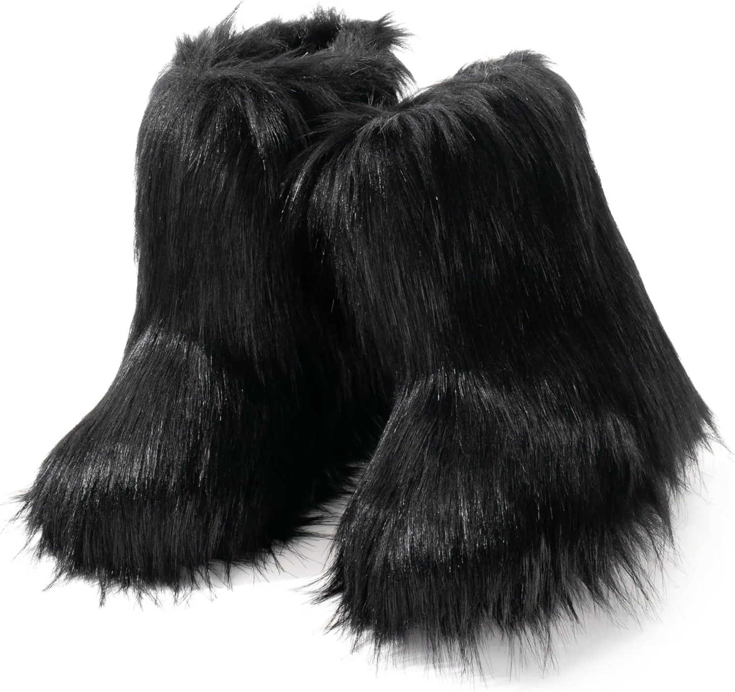 ZVC Women's Faux Fur Boots Furry Snow Boots Comfortable Fluffy Winter Boot Warm Fuzzy Mid-Calf Boot Outdoor Indoor Flat Shoes