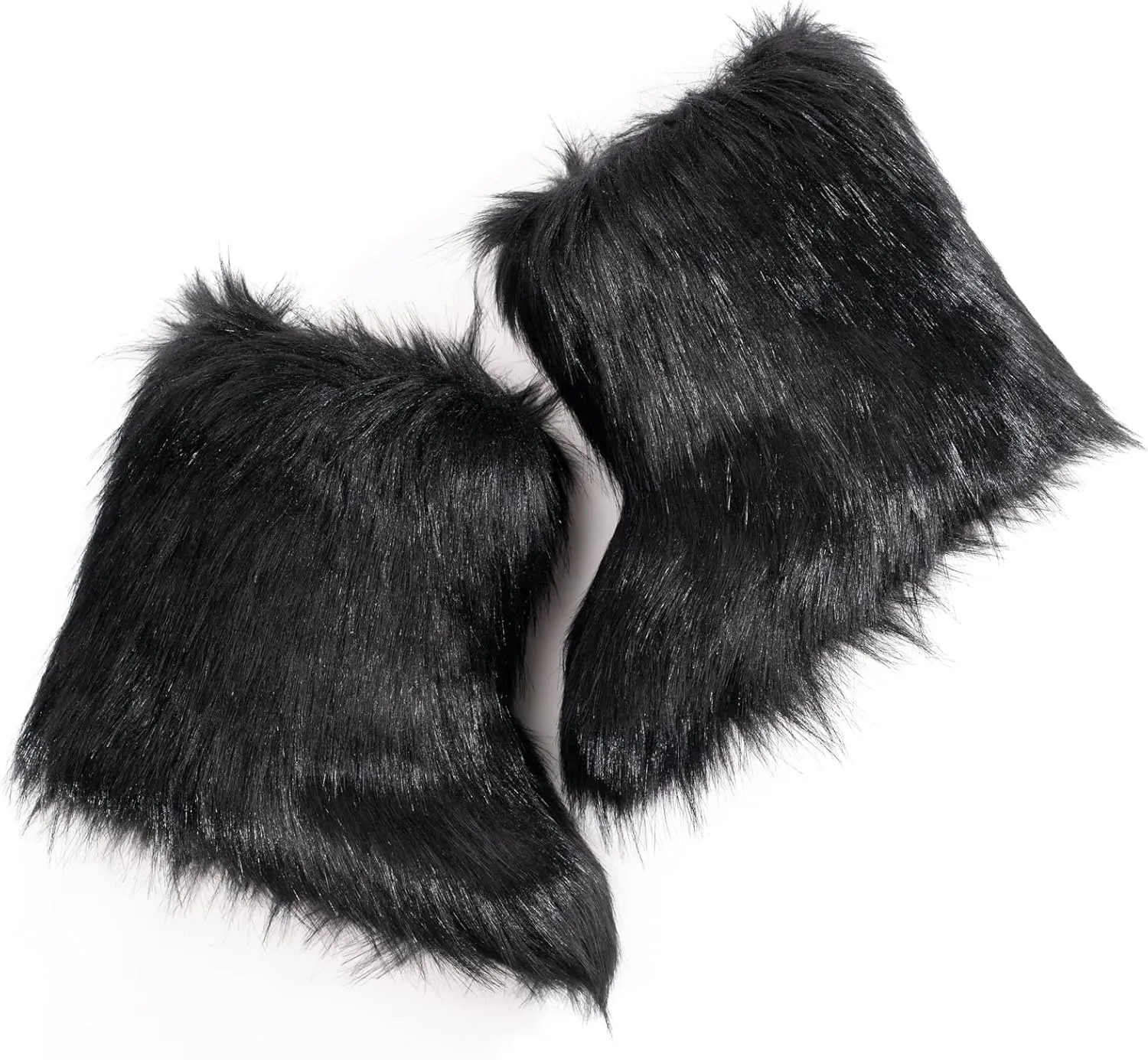 ZVC Women's Faux Fur Boots Furry Snow Boots Comfortable Fluffy Winter Boot Warm Fuzzy Mid-Calf Boot Outdoor Indoor Flat Shoes